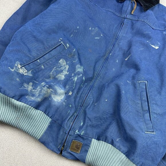 VTG Carhartt Jacket J14 Men’s XL Tall Blue Santa Fe Quilted Line Western - Picture 2 of 7